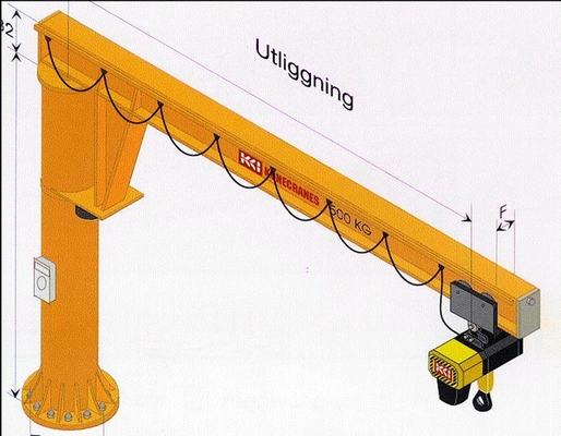 Vaste Kolom 8m het Wapen Jib Crane Free Standing van de Lengtecantilever 3,2 Ton