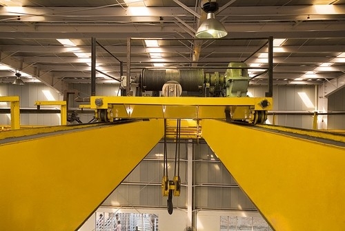 50 Ton European Model Yellow Double-Balkeot Crane With ABB Motor in Workshop