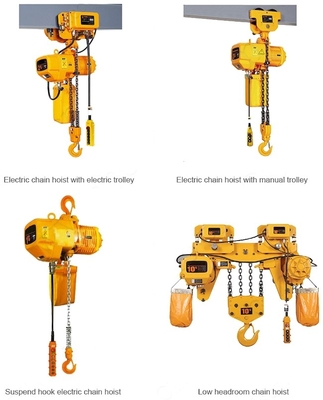3.2 Ton Workshop Yellow Collor Electric-Kettingshijstoestel met Motorkarretje