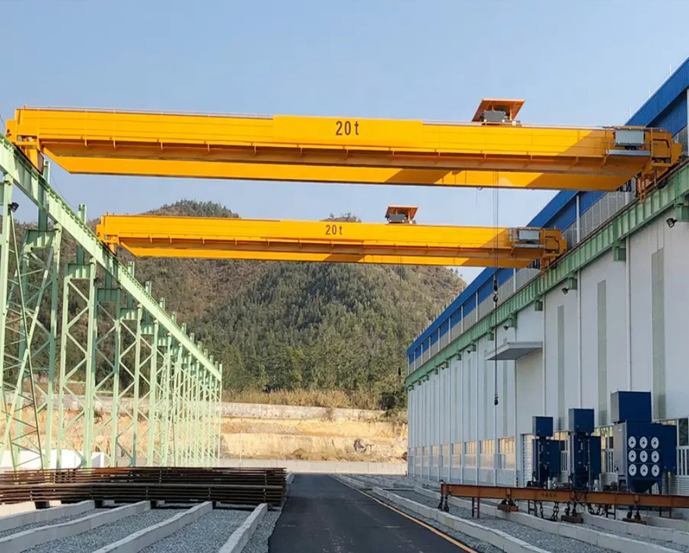 50 Ton European Model Yellow Double-Balkeot Crane With ABB Motor in Workshop