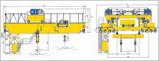 Industriële Luchtkraan van het staalfabricage de Metallurgische proces voor de Gietlepel Stortende Houten trechter die van het Staalschroot CCM Gietende Gieterij laden